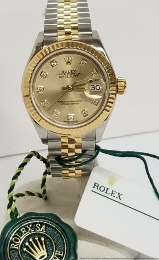 Rolex Datejust 279173 Factory Diamond Lady 18k Gold Steel Watch Box Papers Tags 2