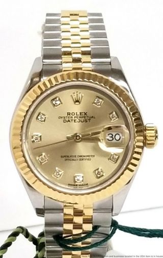 Rolex Datejust 279173 Factory Diamond Lady 18k Gold Steel Watch Box Papers Tags 3