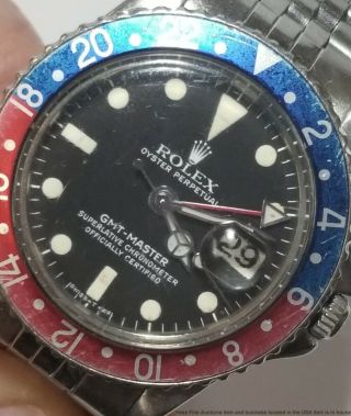 1675 Rolex GMT Master Oyster Perpetual Pepsi Dial Vintage Mens Steel 1960s Watch 3