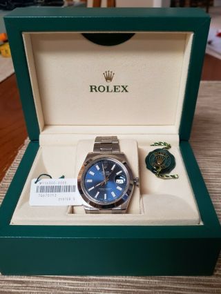 Men,  S Rolex Stainless Watch,  Oyster Perpetual Blue Face.  Unworn Retirement Gift.