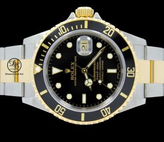 Rolex Submariner 16613 18K Yellow Gold /Steel Oyster Black Bezel Watch 3