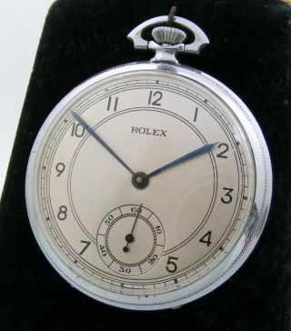 Vintage Rolex White Metal Case Pocket Watch,  Art Deco Dial To Restore