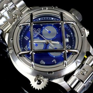 Invicta Russian Diver Nautilus Caged Swiss Mvt Steel Blue 52mm Chrono Watch