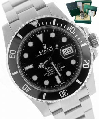 2016 Box Papers Rolex Submariner Date 116610 Ln Black Ceramic 40mm Watch