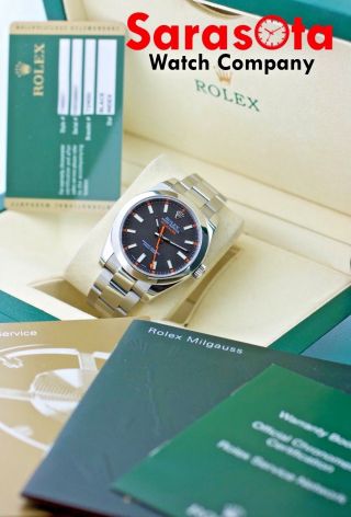 Rolex Milgauss 116400 40mm Black Dial Oyster Steel Wrist Watch 2009 w/Box/P 12