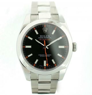 Rolex Milgauss 116400 40mm Black Dial Oyster Steel Wrist Watch 2009 W/box/p