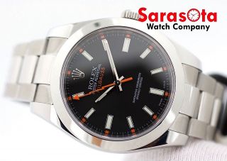 Rolex Milgauss 116400 40mm Black Dial Oyster Steel Wrist Watch 2009 w/Box/P 6