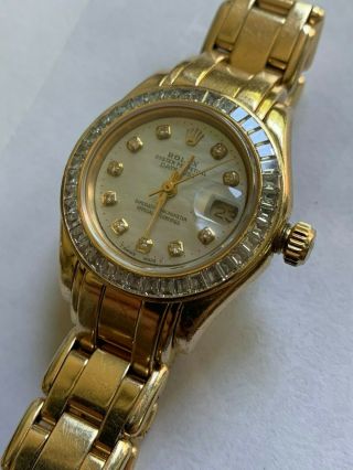 Rolex Ref.  69308 Datejust Pearlmaster Ladies Watch 29mm Diamonds 18k Gold