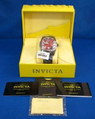 Invicta 26126 Grand Lupah 47mm Quartz Red Abalone Dial Gunmetal Stainless Watch