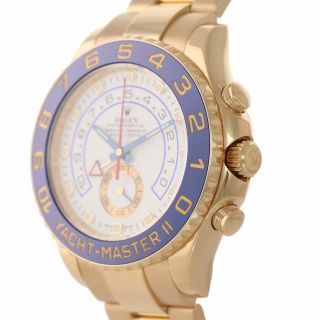 2013 PAPERS BLUE HANDS Men ' s Rolex Yacht - Master 2 Yellow Gold 116688 44mm Watch 5