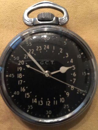 Hamilton G.  T.  C.  4992b Navigational Military Pocket Watch Sz 16 22j