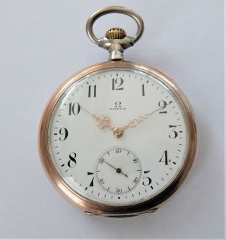 1900 Silver & Gold Cased Omega 15 Jewelled Swiss Lever Pocket Watch