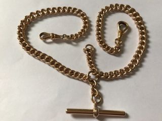 Antique Victorian 1890’s 9 Ct Rolled Gold Double Albert Pocket Watch Chain 43 Gr