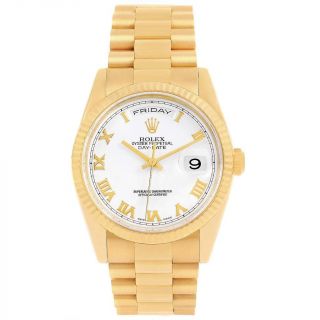 Rolex President Day Date White Roman Dial Yellow Gold Watch 118238 2