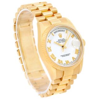 Rolex President Day Date White Roman Dial Yellow Gold Watch 118238 3