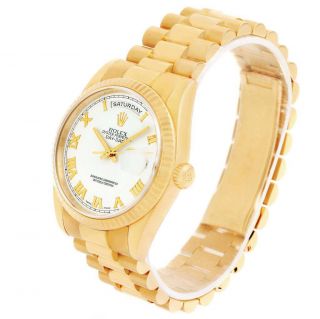 Rolex President Day Date White Roman Dial Yellow Gold Watch 118238 4