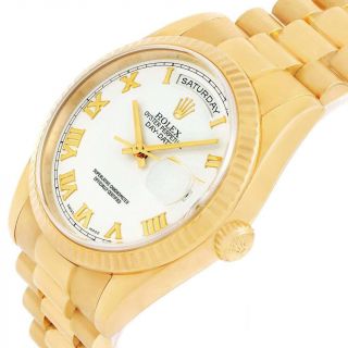 Rolex President Day Date White Roman Dial Yellow Gold Watch 118238 5