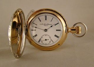 Antique York Standard Watch Co Coin Silver Two - Tone Hunter Case Pocket Watch