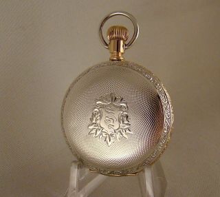 ANTIQUE YORK STANDARD WATCH CO COIN SILVER TWO - TONE HUNTER CASE POCKET WATCH 2