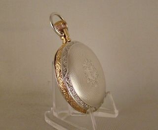 ANTIQUE YORK STANDARD WATCH CO COIN SILVER TWO - TONE HUNTER CASE POCKET WATCH 5