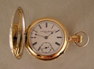 ANTIQUE YORK STANDARD WATCH CO COIN SILVER TWO - TONE HUNTER CASE POCKET WATCH 7