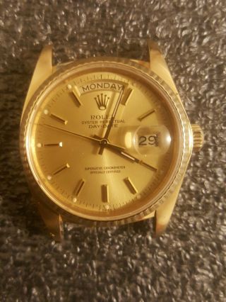 Rolex 18038 Oyster Perpetual Day - Date 18k Yg Automatic 36mm 100