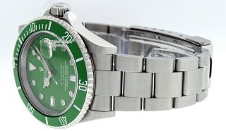 Rolex Mens Submariner 16610 Oyster Perpetual Stainless Steel Green Diamond Watch 9