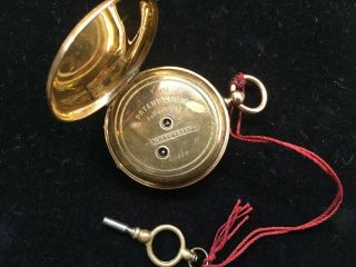 Antique F.  Huguenin Locle Yellow Gold Enamel Key Wind Rare Pocket Watch Swiss