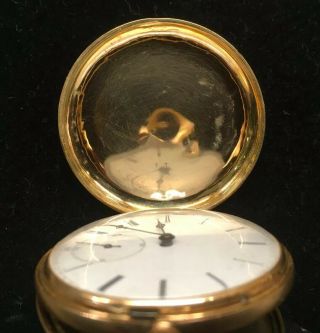 Antique F.  Huguenin Locle Yellow Gold Enamel Key Wind Rare Pocket Watch Swiss 6