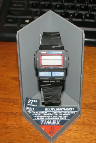 Timex 84511 Blue Lightning Lcd Wristwatch - Needs Batteries - Old Stock
