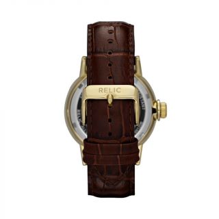 Relic Men ' s ZR77241 Skeleton Mechanical Automatic Brown leather Watch B672 2