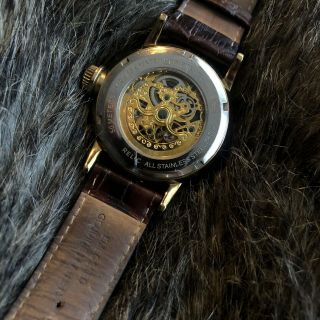 Relic Men ' s ZR77241 Skeleton Mechanical Automatic Brown leather Watch B672 4