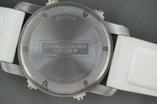 BURBERRY Sport LUXURY Men Women 44mm Steel Chrono Watch Rubber White Date BU7719 6