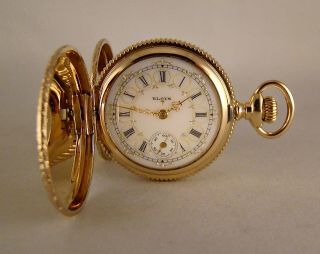 122 Years Old Elgin 10k Gold Filled Hunter Case Fancy Dial Great Pocket Watch
