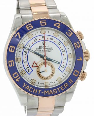 2018 Rolex Yacht - Master 2 44mm Two - Tone 18k Rose Gold Ceramic 116681 Watch 2