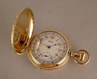 128 Years Old Elgin 10k Gold Filled Hunter Case Fancy Dial Great Pocket Watch