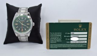 Rolex Milgauss 116400 Green Crystal Black Dial Oyster PAPERS 12