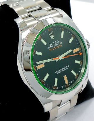 Rolex Milgauss 116400 Green Crystal Black Dial Oyster PAPERS 2