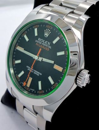 Rolex Milgauss 116400 Green Crystal Black Dial Oyster PAPERS 3