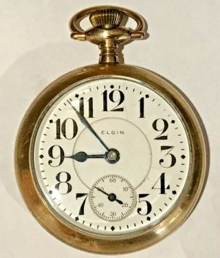 1911 Elgin B.  W.  Raymond Railroad Grade 390 Pocket Watch 21j,  18s Gold Filled Of