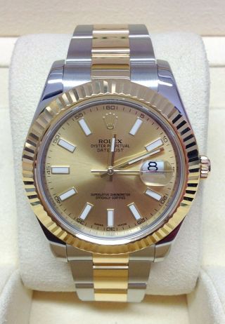 Rolex Datejust Ii 116333 Bi/colour Champagne Dial Box And Papers 2015