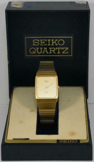 1980s Nos Seiko 5y95 5008 5000 Stainless Steel Gold Quartz Watch Bracelet