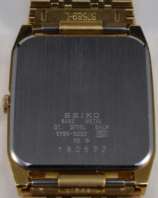 1980s NOS Seiko 5Y95 5008 5000 Stainless Steel Gold Quartz Watch Bracelet 8