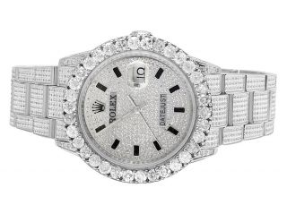 Mens Rolex Datejust Oyster Quickset 16014 Steel 36mm Diamond Watch 10.  75 Ct
