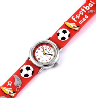 Ravel Kids Time Teacher Football Mad Watch,  3d Graphics On Red Silicone Strap
