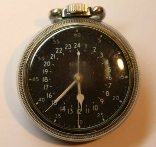Vintage Hamilton GCT Pocket Watch 24 - Hour Military Black Dial G.  C.  T.  AN - 5740 - 1 2