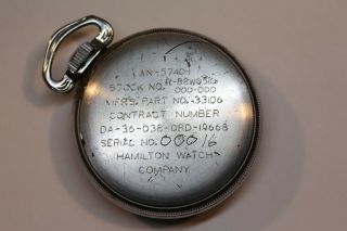 Vintage Hamilton GCT Pocket Watch 24 - Hour Military Black Dial G.  C.  T.  AN - 5740 - 1 5