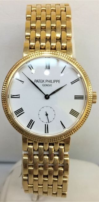 Midsize Patek Philippe Calatrava 18k Yellow Gold Watch On A Bracelet Ref 7119/1j