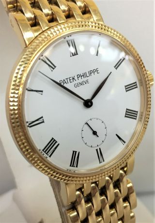 Midsize Patek Philippe Calatrava 18k Yellow Gold Watch on a Bracelet Ref 7119/1J 3
