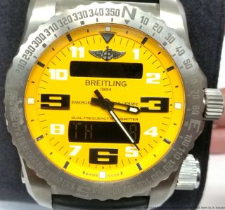 Breitling Emergency E76325U2 Yellow Dial Huge Dual Frequency Watch Box Papers 3
